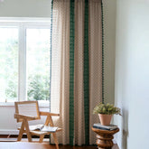 Cortina Personalizada Salma Daisy Verde com Filtro de Luz e Blackout Preto